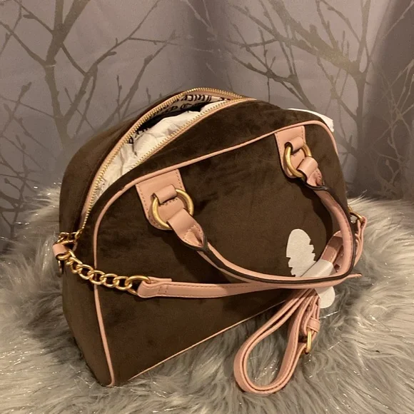 BNWT JUICY COUTURE Retro Vibe Satchel in Dusty Blush Chocolate Brown